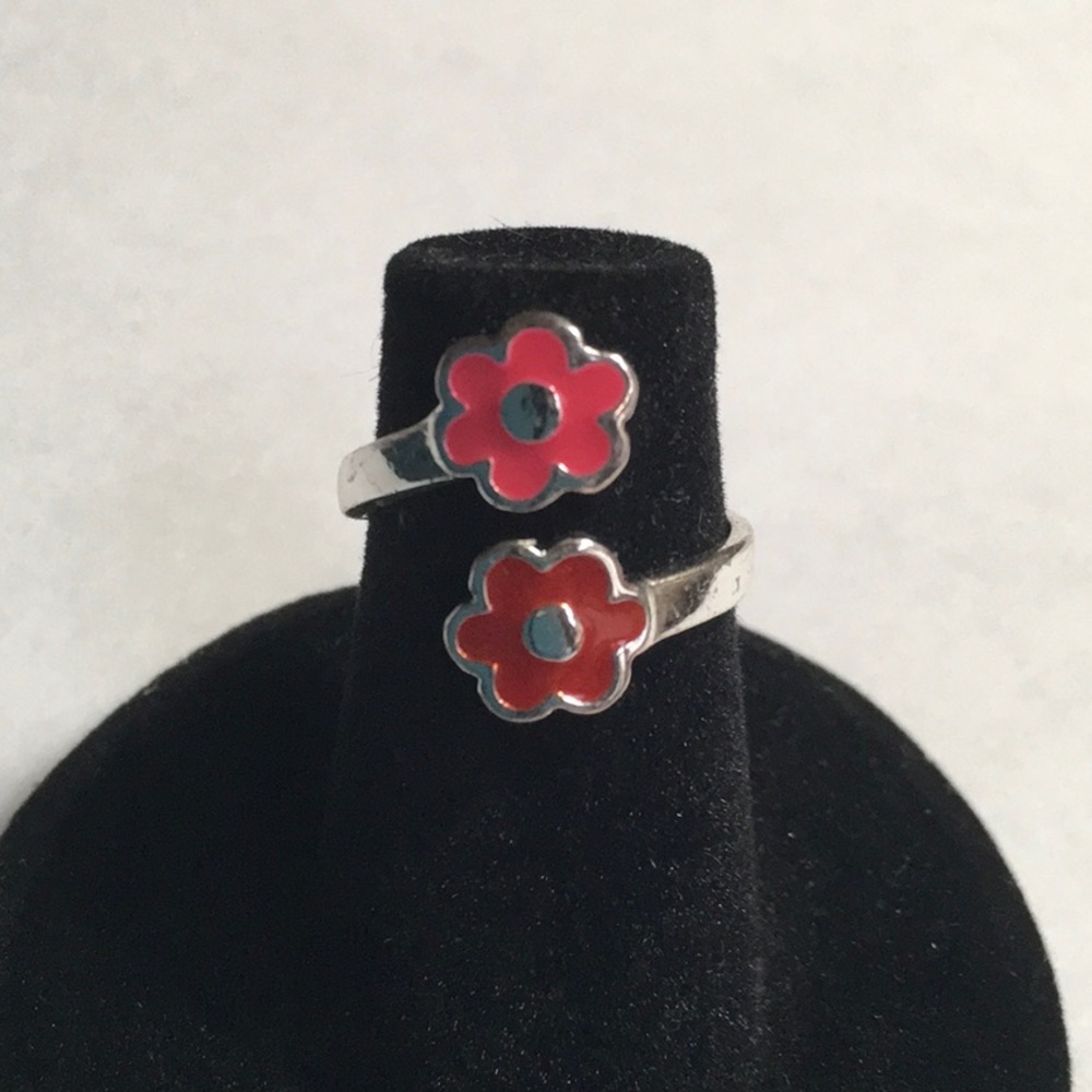 Sterling Silver Flower pinky or little girls wrap ring size 4.5